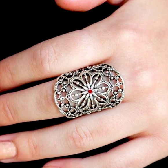 paparazzi Jewelry - 🌟3/$15 🆕 Paparazzi Majestic Mandala - Large Red Ring